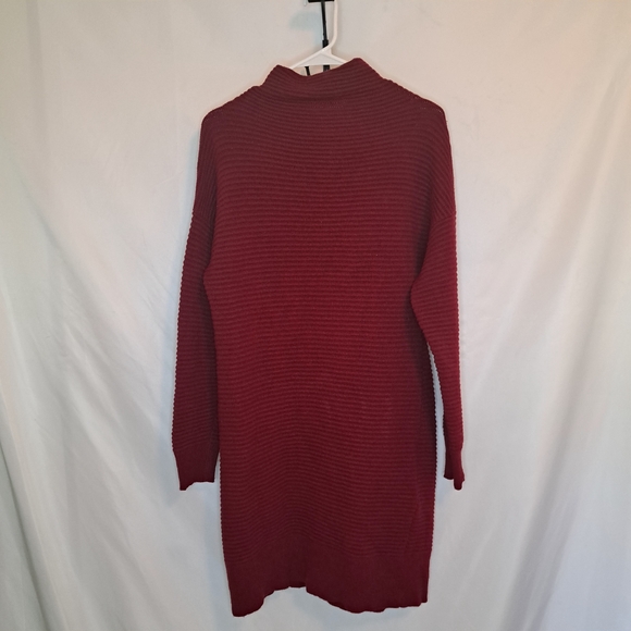 Madewell Burgundy Ribbed Long Sleeve Sweater Dress Womens Large #198 - Picture 2 of 6